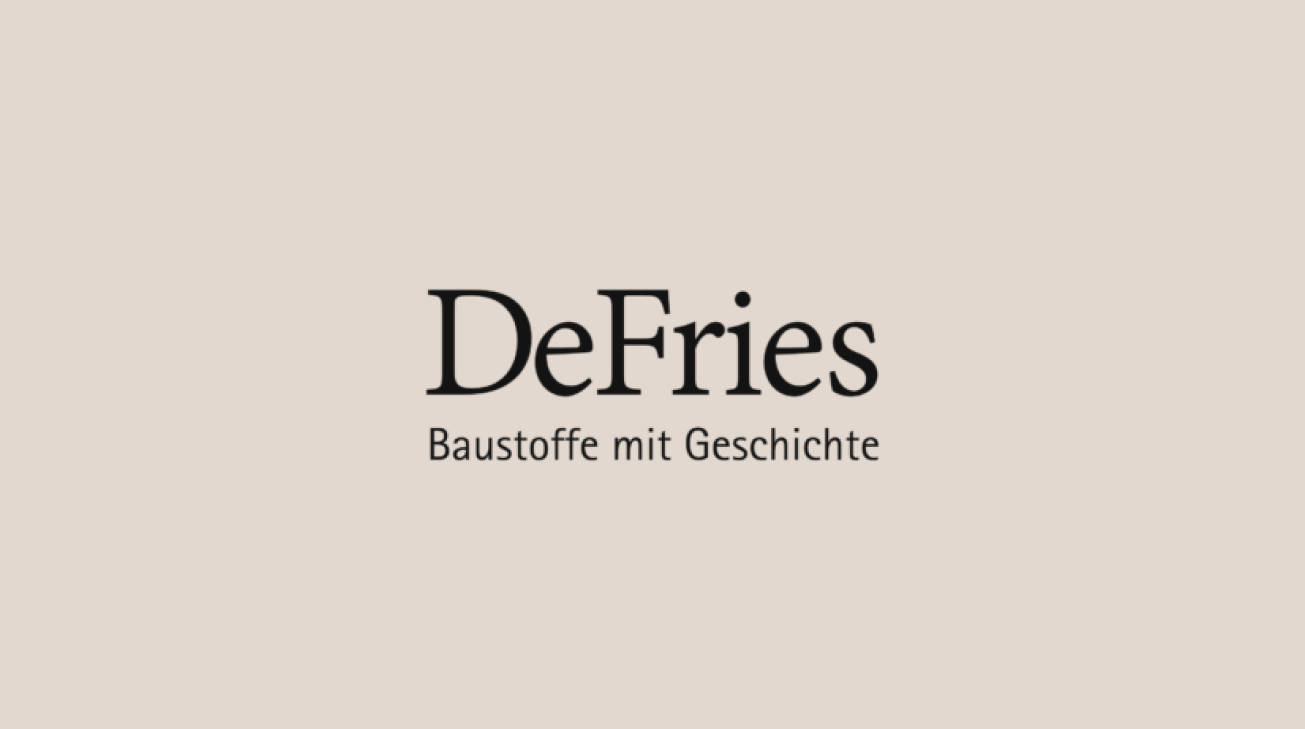Dies ist eine Visualisierung des Logog von der Firma DeFries. DeFries ist ein regionaler Baustoffhandel welcher antike und Baustoffe mit Geschichte anbietet.